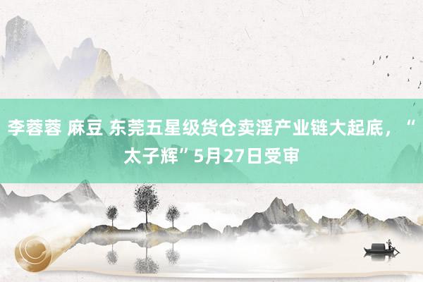 李蓉蓉 麻豆 东莞五星级货仓卖淫产业链大起底，“太子辉”5月27日受审
