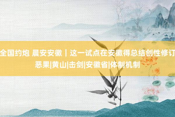 全国约炮 晨安安徽｜这一试点在安徽得总结创性修订恶果|黄山|击剑|安徽省|体制机制